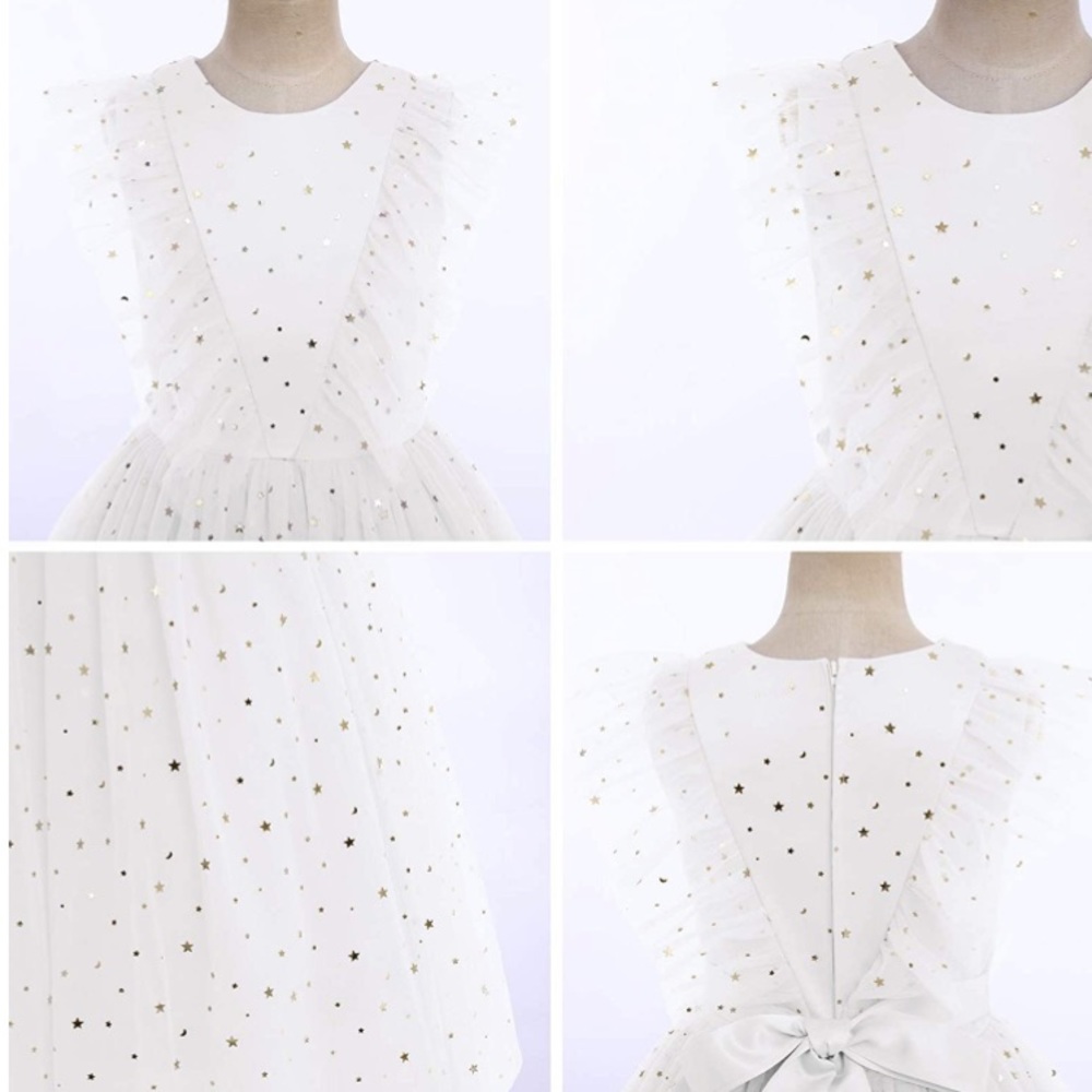 NWT White tulle dress with gold stars detail - Picture 7 of 12